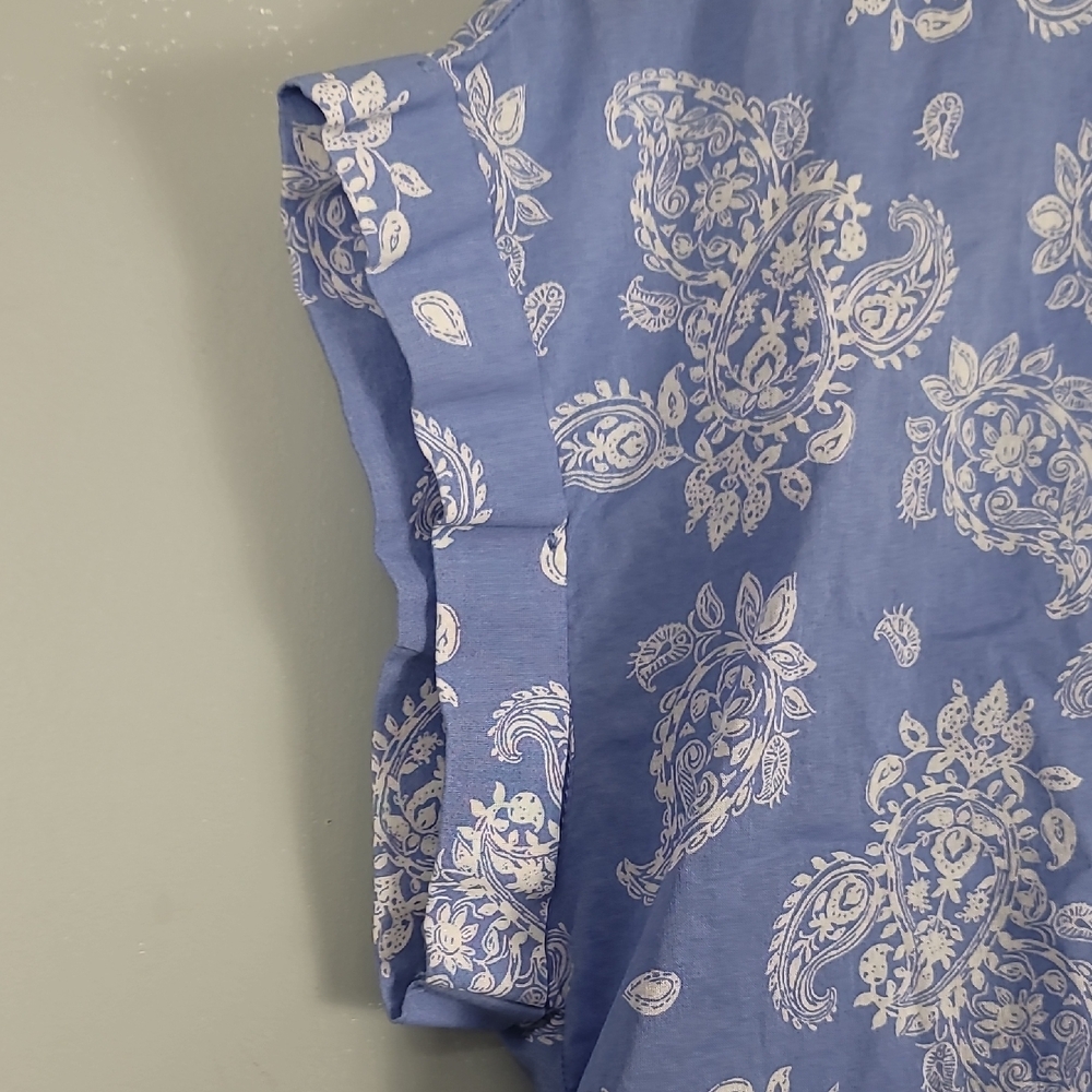 C&A Blue Paisley Print Boxy Buttoned Blouse - Picture 7 of 7